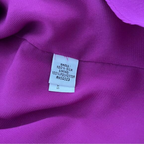 Banana Republic Petite Fuchsia Silk Ruffle Mini Dress, Size XS Petite - Picture 9 of 11